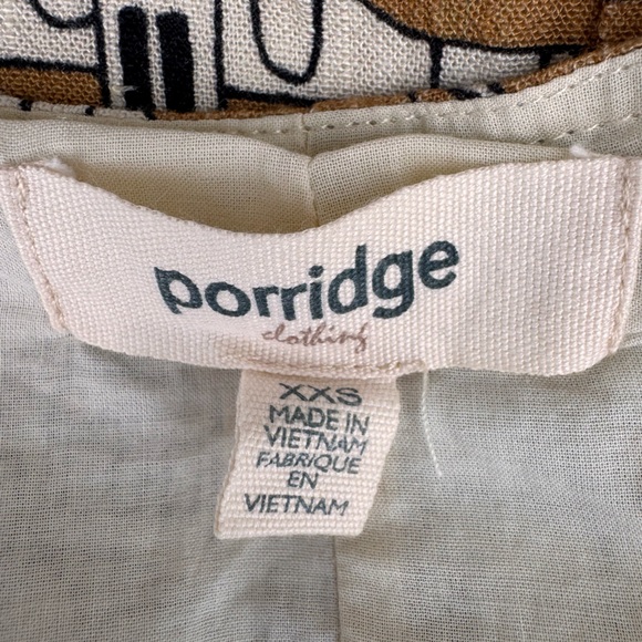 Anthropologie Porridge Short-Sleeve Crew-Neck Linen Printed Mini Dress - Picture 6 of 7